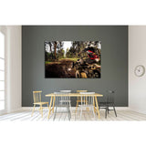 Quad rider jumping on a muddy forest trail №1865 Ready to Hang Canvas Print