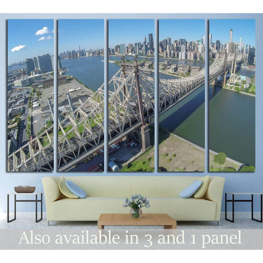 Queensboro Bridge at summer sunny day in New-York City. Aerial view №2731 Ready to Hang Canvas Print - Zellart Canvas Prints ALL_Products, s-2731