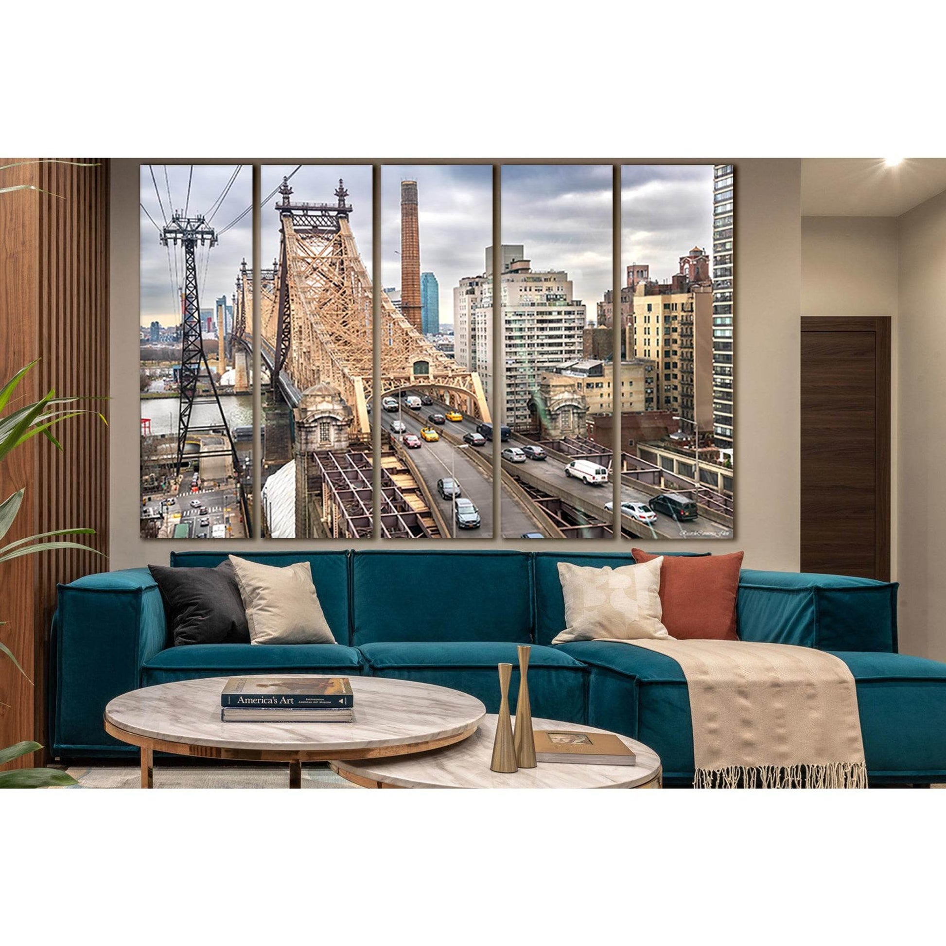 Queensboro Bridge New York №SL1099 Ready to Hang Canvas Print - Zellart Canvas Prints 0_NY_ART, 0new, ALL_Products, Bridges Wall Art