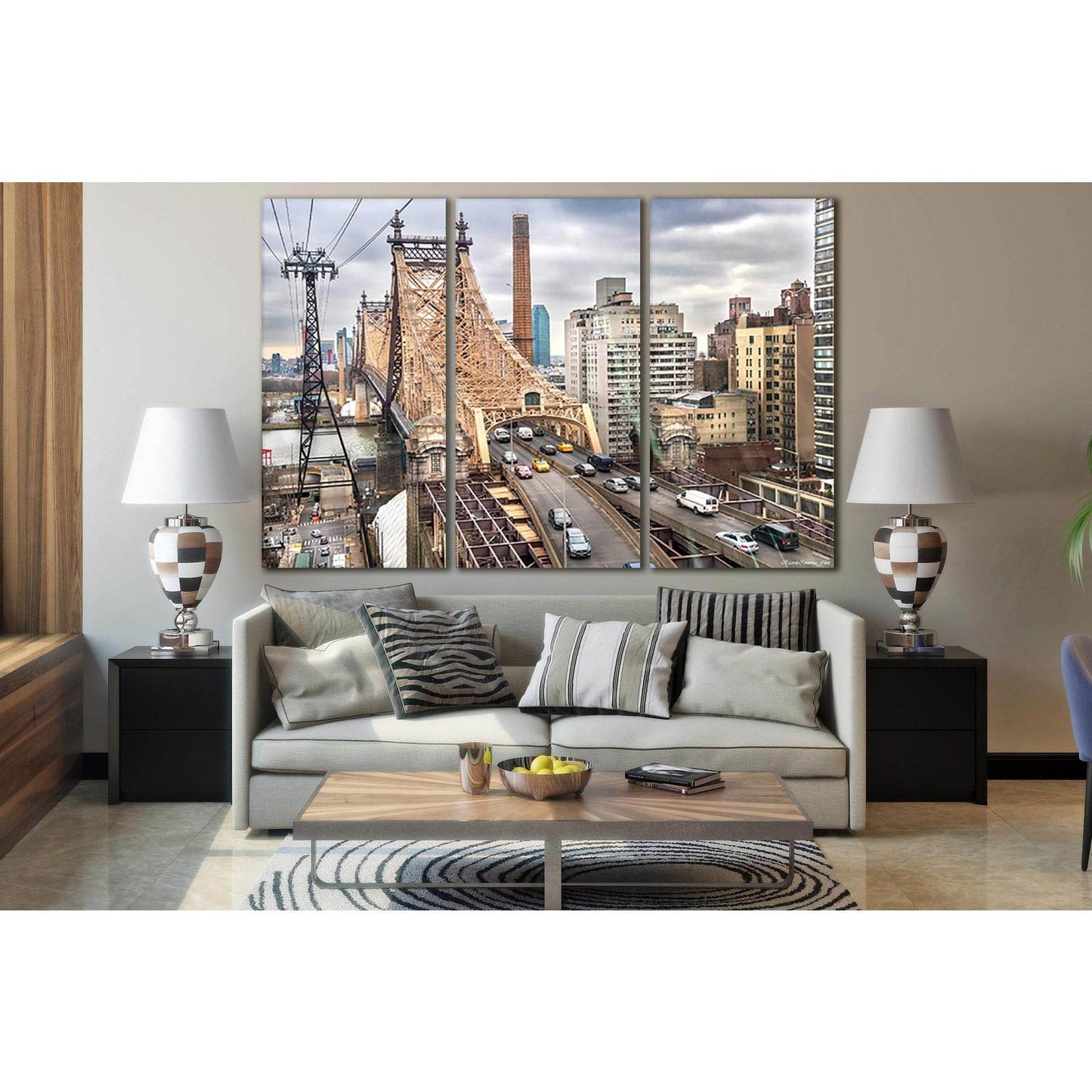 Queensboro Bridge New York №SL1099 Ready to Hang Canvas Print - Zellart Canvas Prints 0_NY_ART, 0new, ALL_Products, Bridges Wall Art