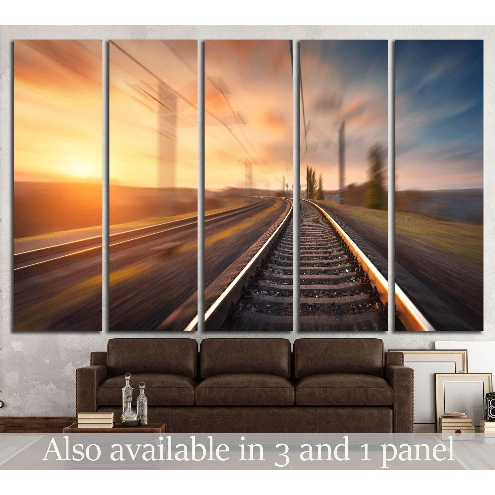 Railroad travel, railway tourism, Transportation №1304 Ready to Hang Canvas Print - Zellart Canvas Prints ALL_Products, s-1304