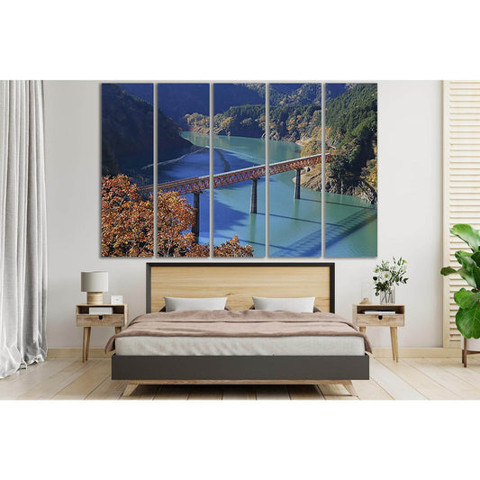 Railway Bridge Across The River №SL1093 Ready to Hang Canvas Print - Zellart Canvas Prints 0new, ALL_Products, Bridges Wall Art