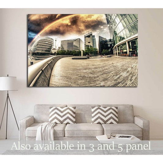 Rainbow over city skyline №1626 Ready to Hang Canvas Print - Zellart Canvas Prints ALL_Products, s-1626