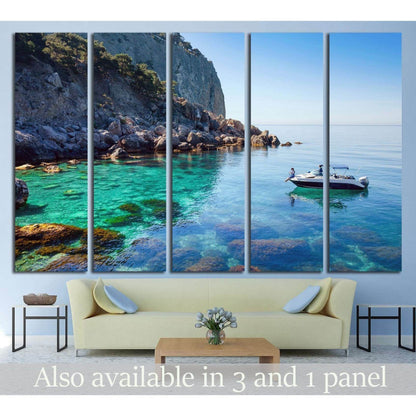 Recreation on the boat near the shore of a beautiful mountain №1409 Ready to Hang Canvas PrintCanvas art arrives ready to hang, with hanging accessories included and no additional framing required. Every canvas print is hand-crafted, made on-demand at our