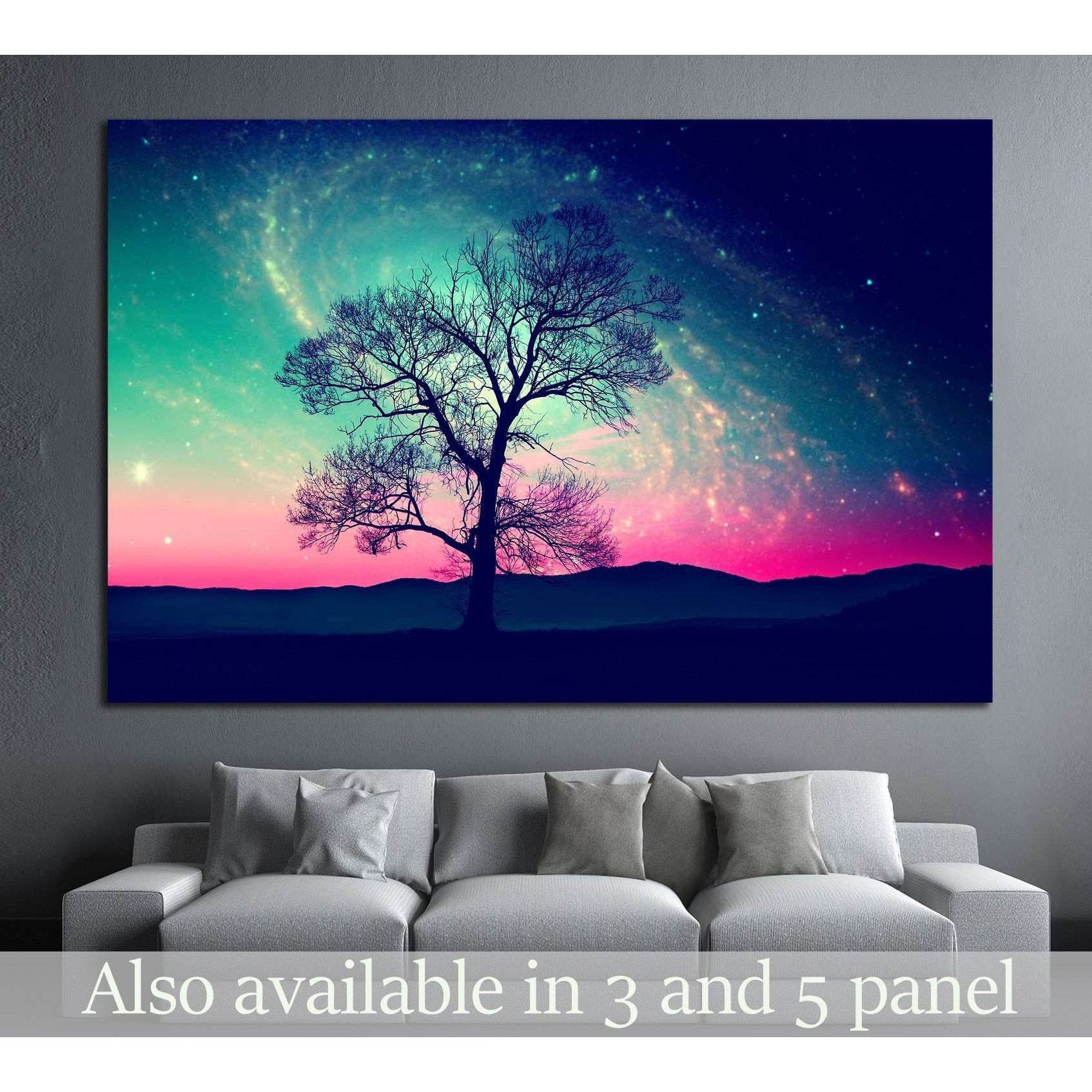 Galaxy Tree Canvas Wall Art – Starry Sky Print | Zellart
