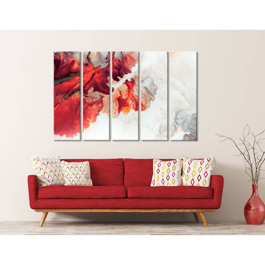 Red And White Abstract №04386 Ready to Hang Canvas Print - Zellart Canvas Prints ALL_Products