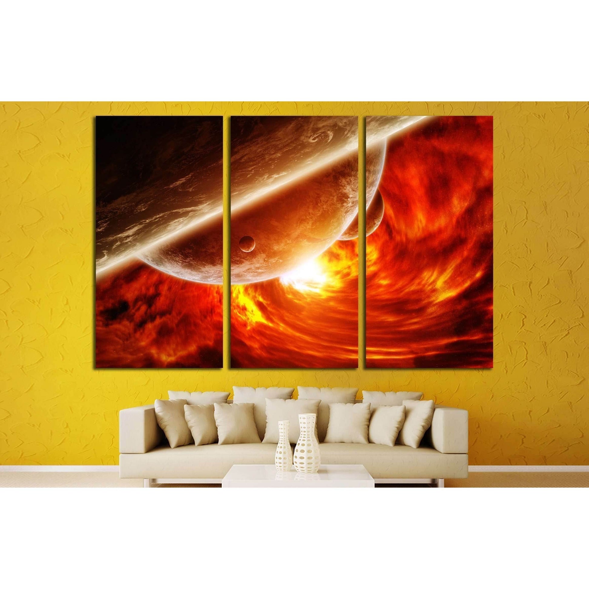 Red black hole sucking up the planet Earth 'elements of this image furnished by NASA №2453 Ready to Hang Canvas Print - Zellart Canvas Prints ALL_Products, s-2453