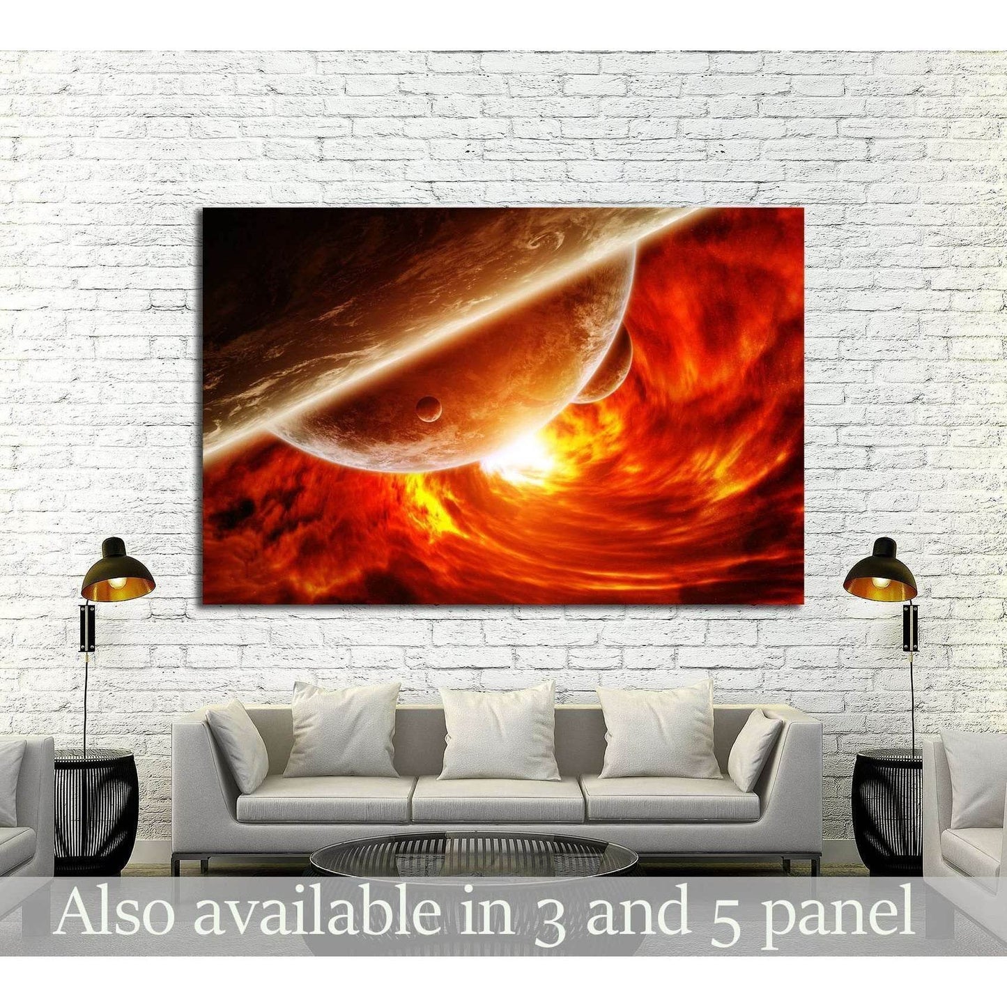 Red black hole sucking up the planet Earth 'elements of this image furnished by NASA №2453 Ready to Hang Canvas Print - Zellart Canvas Prints ALL_Products, s-2453