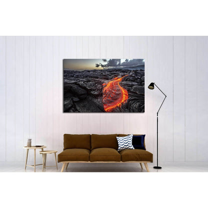 Red Orange vibrant Molten Lava flowing onto grey lavafield. Hawaii №2907 Ready to Hang Canvas PrintCanvas art arrives ready to hang, with hanging accessories included and no additional framing required. Every canvas print is hand-crafted, made on-demand a