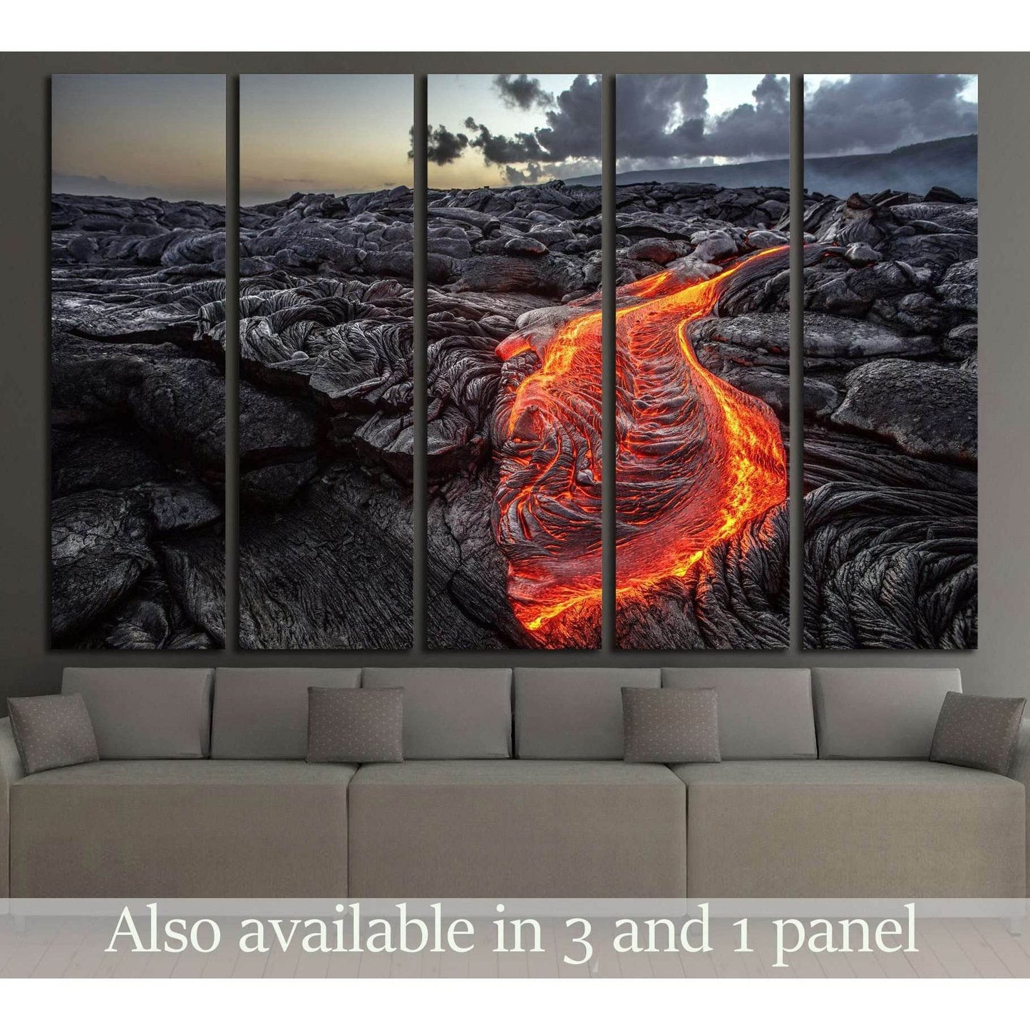 Red Orange vibrant Molten Lava flowing onto grey lavafield. Hawaii №2907 Ready to Hang Canvas PrintCanvas art arrives ready to hang, with hanging accessories included and no additional framing required. Every canvas print is hand-crafted, made on-demand a