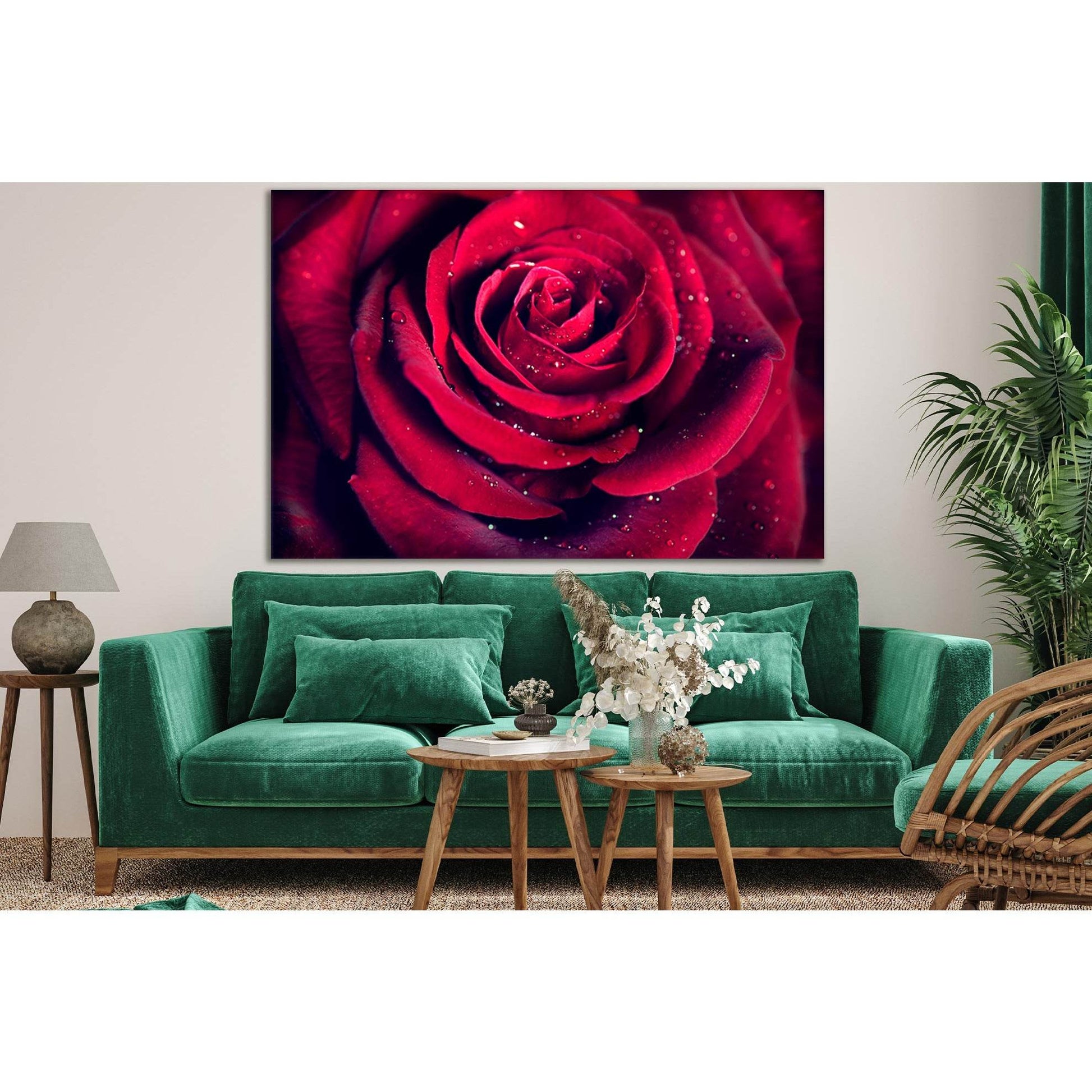 Red Rose Flower №SL705 Ready to Hang Canvas Print - Zellart Canvas Prints 0new, ALL_Products, Floral & Botanical Wall Art