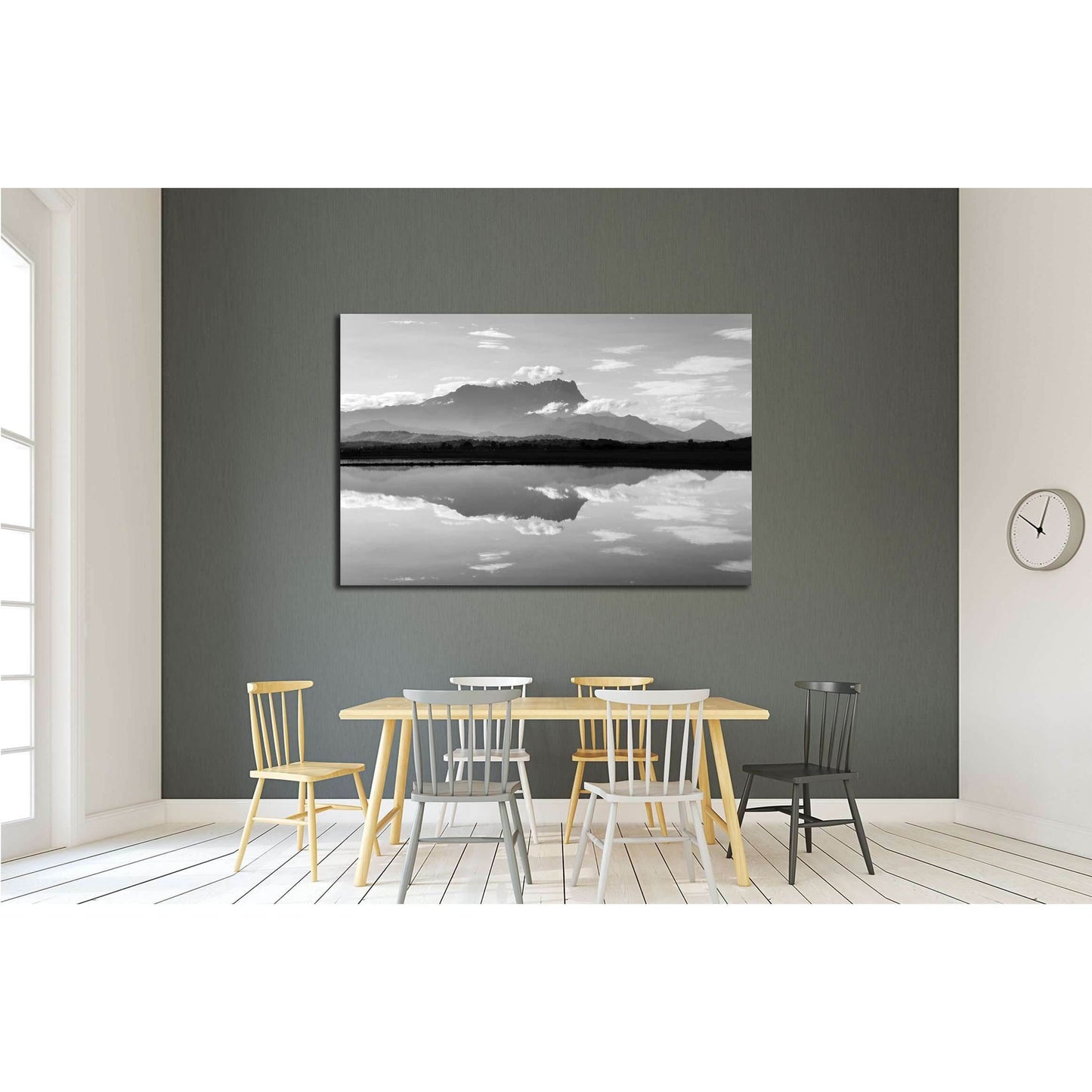 Reflection of Mount Kinabalu in black and white №2845 Ready to Hang Canvas PrintCanvas art arrives ready to hang, with hanging accessories included and no additional framing required. Every canvas print is hand-crafted, made on-demand at our workshop and