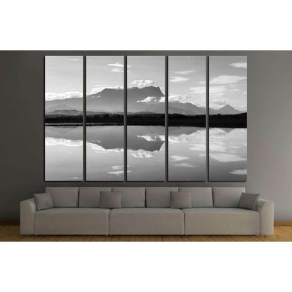 Reflection of Mount Kinabalu in black and white №2845 Ready to Hang Canvas Print - Zellart Canvas Prints ALL_Products, s-2845