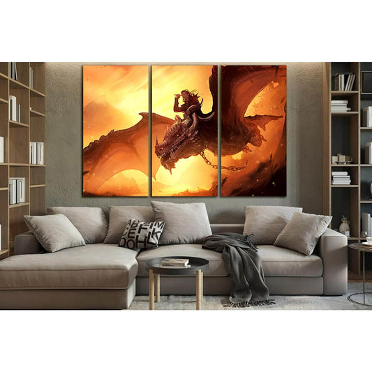 Researcher Flies On The Dragon №SL1240 Ready to Hang Canvas Print - Zellart Canvas Prints 0new, ALL_Products, Fantasy And Sci Fi Wall Art