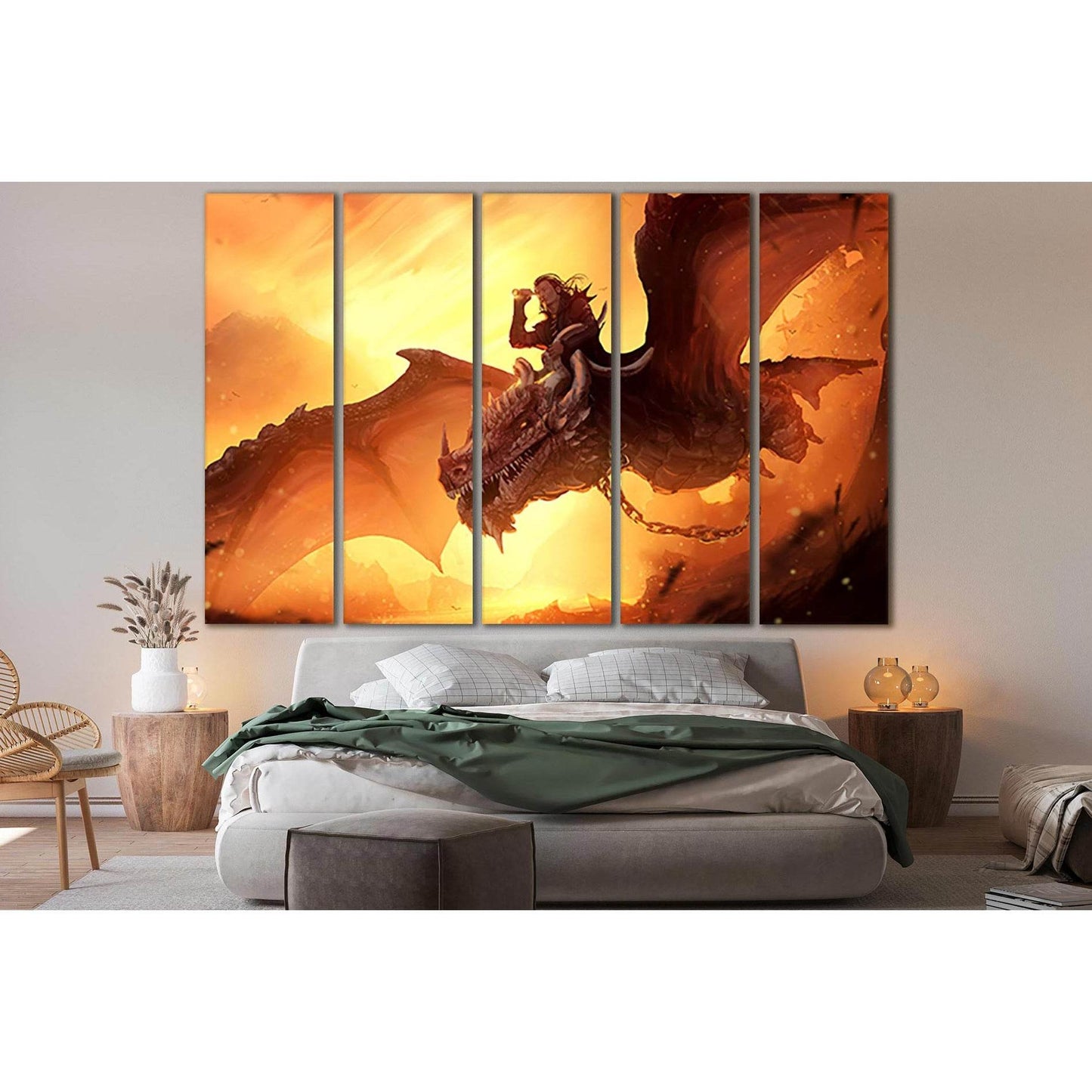 Researcher Flies On The Dragon №SL1240 Ready to Hang Canvas Print - Zellart Canvas Prints 0new, ALL_Products, Fantasy And Sci Fi Wall Art
