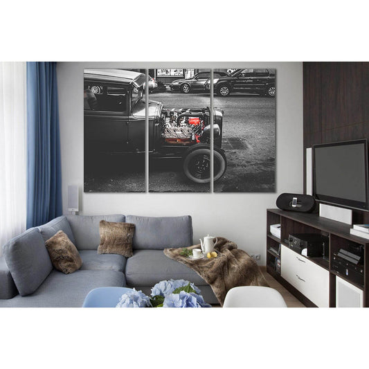 Retro Car Black End White №SL864 Ready to Hang Canvas Print - Zellart Canvas Prints 0new, ALL_Products, Black & White Wall Art
