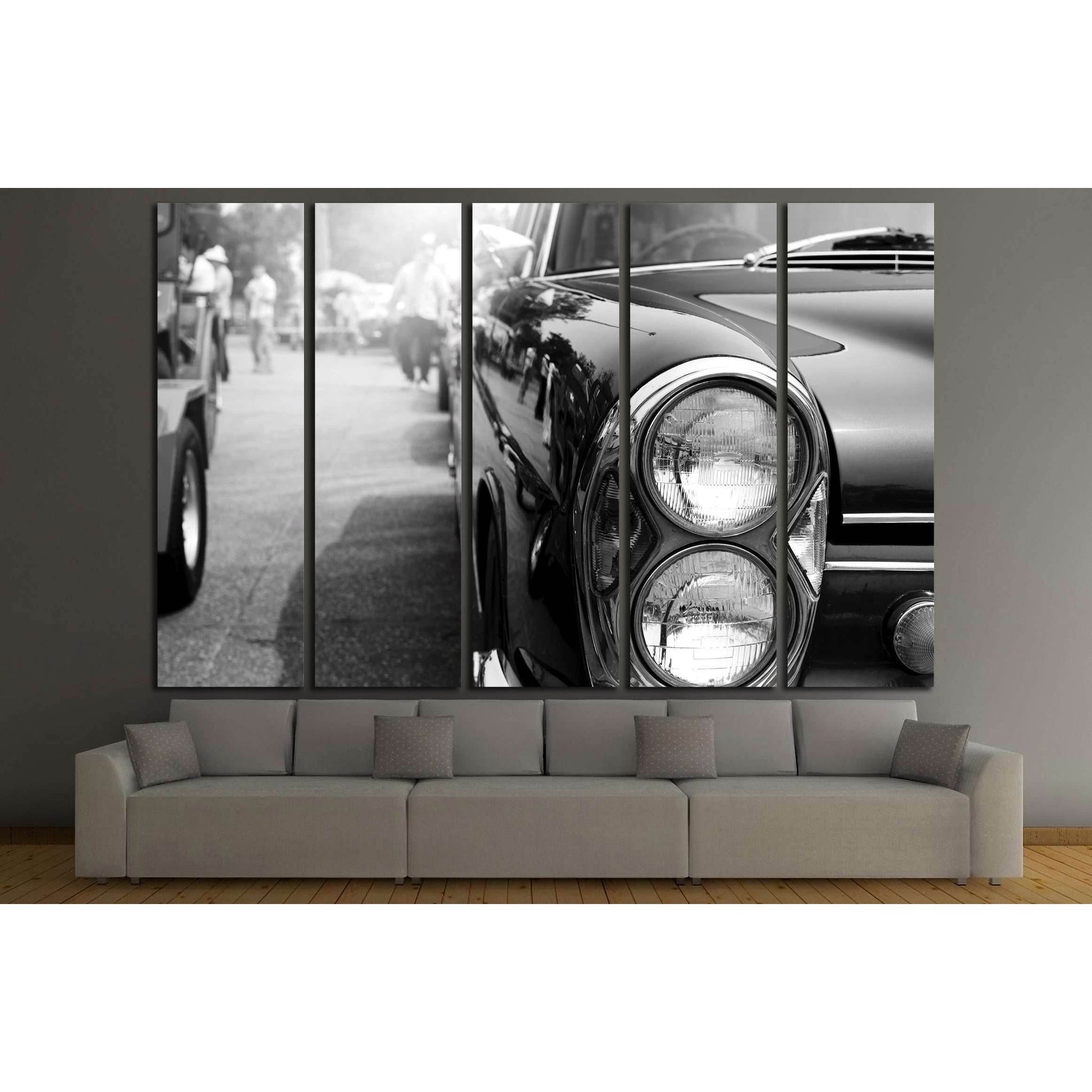 Retro of classic car ,vintage black and white style №3281 Ready to Hang Canvas Print - Zellart Canvas Prints ALL_Products, s-3281