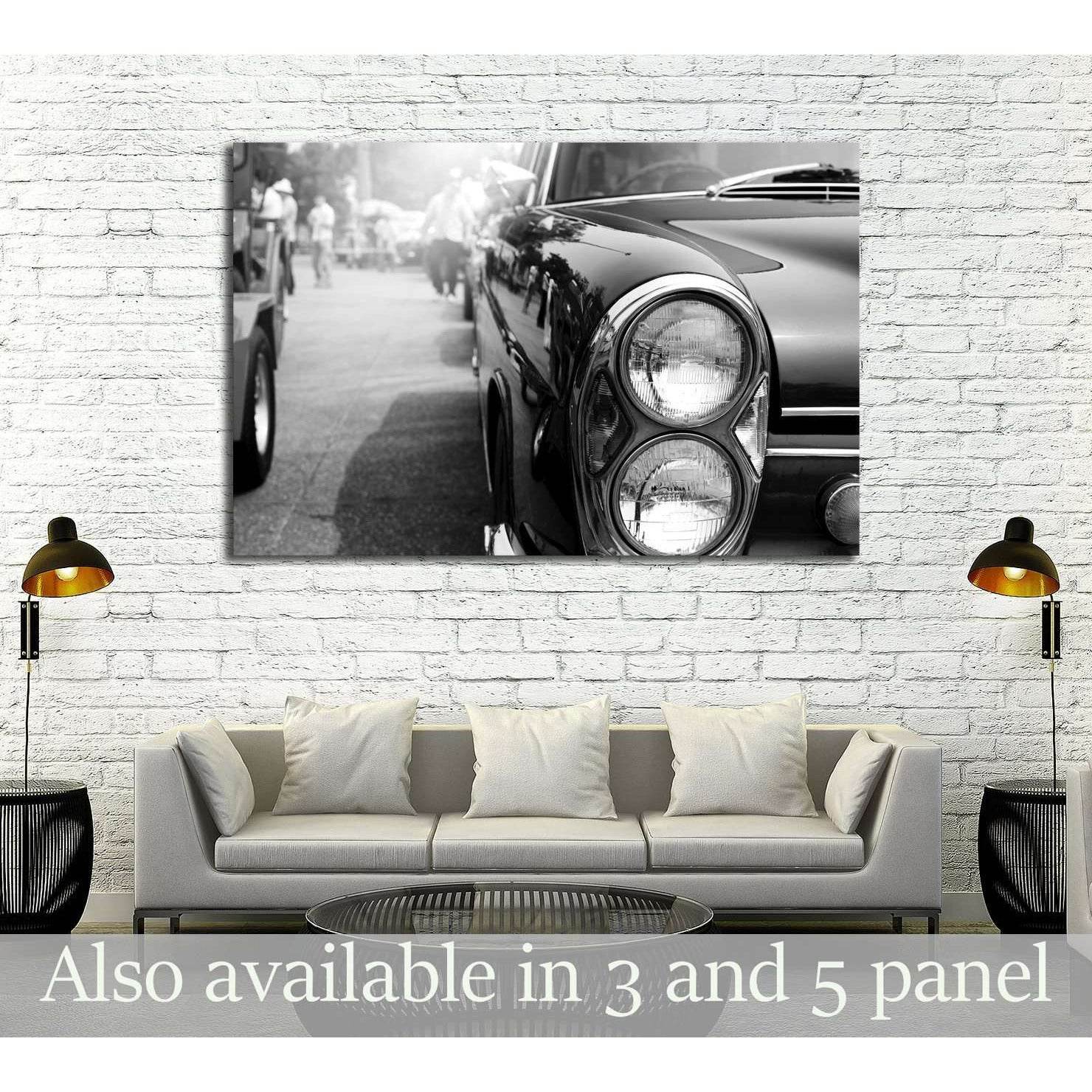 Retro of classic car ,vintage black and white style №3281 Ready to Hang Canvas Print - Zellart Canvas Prints ALL_Products, s-3281