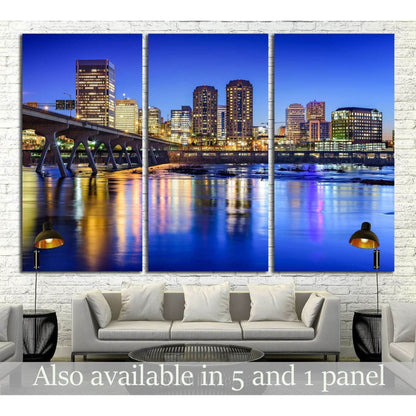 Richmond, Virginia, USA downtown skyline on the James River №2028 Ready to Hang Canvas Print - Zellart Canvas Prints ALL_Products, s-2028