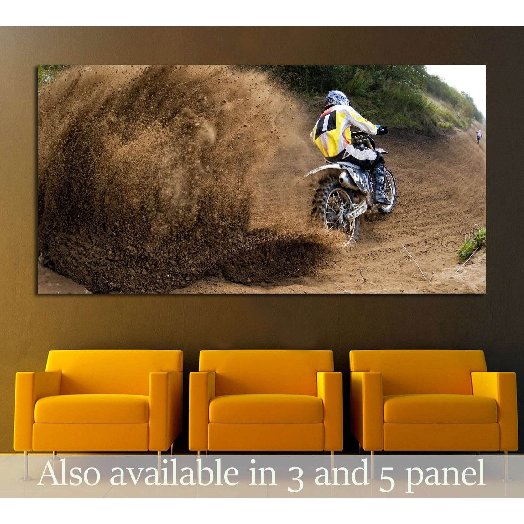 Rider driving in the motocross race №2482 Ready to Hang Canvas Print - Zellart Canvas Prints ALL_Products, s-2482