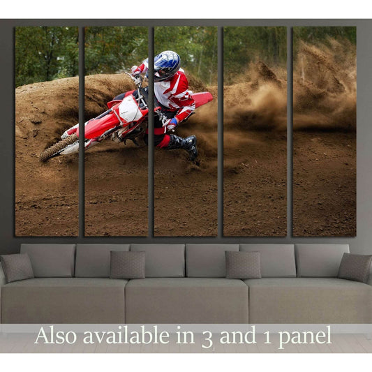 Rider driving in the motocross race №2483 Ready to Hang Canvas Print - Zellart Canvas Prints ALL_Products, s-2483