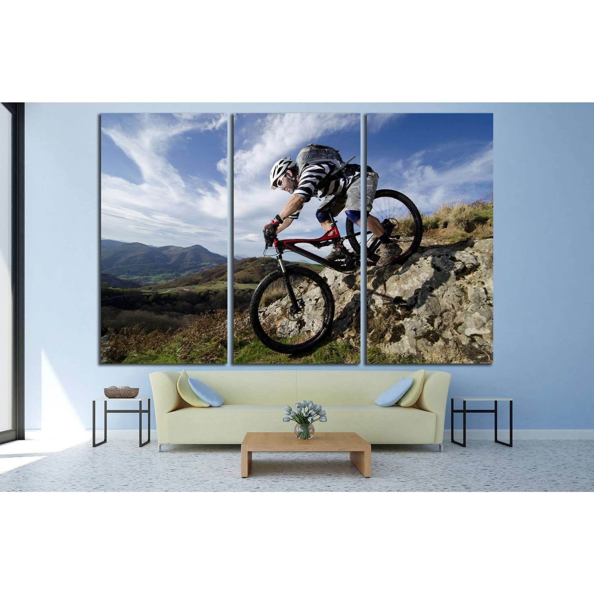 Rider in action at Freestyle Mountain Bike №1374 Ready to Hang Canvas PrintCanvas art arrives ready to hang, with hanging accessories included and no additional framing required. Every canvas print is hand-crafted, made on-demand at our workshop and exper