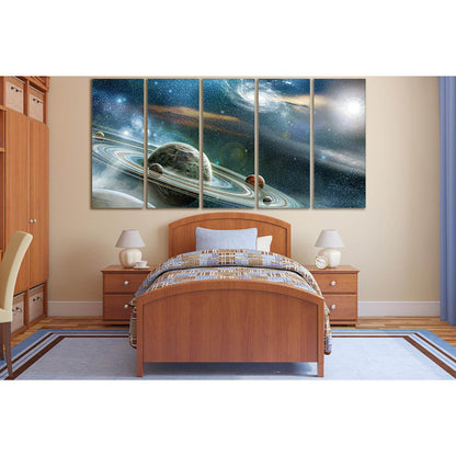 Rings Of Planets Fantasy Space №SL971 Ready to Hang Canvas Print - Zellart Canvas Prints 0new, ALL_Products, Astronomy & Space Canvas Wall Art