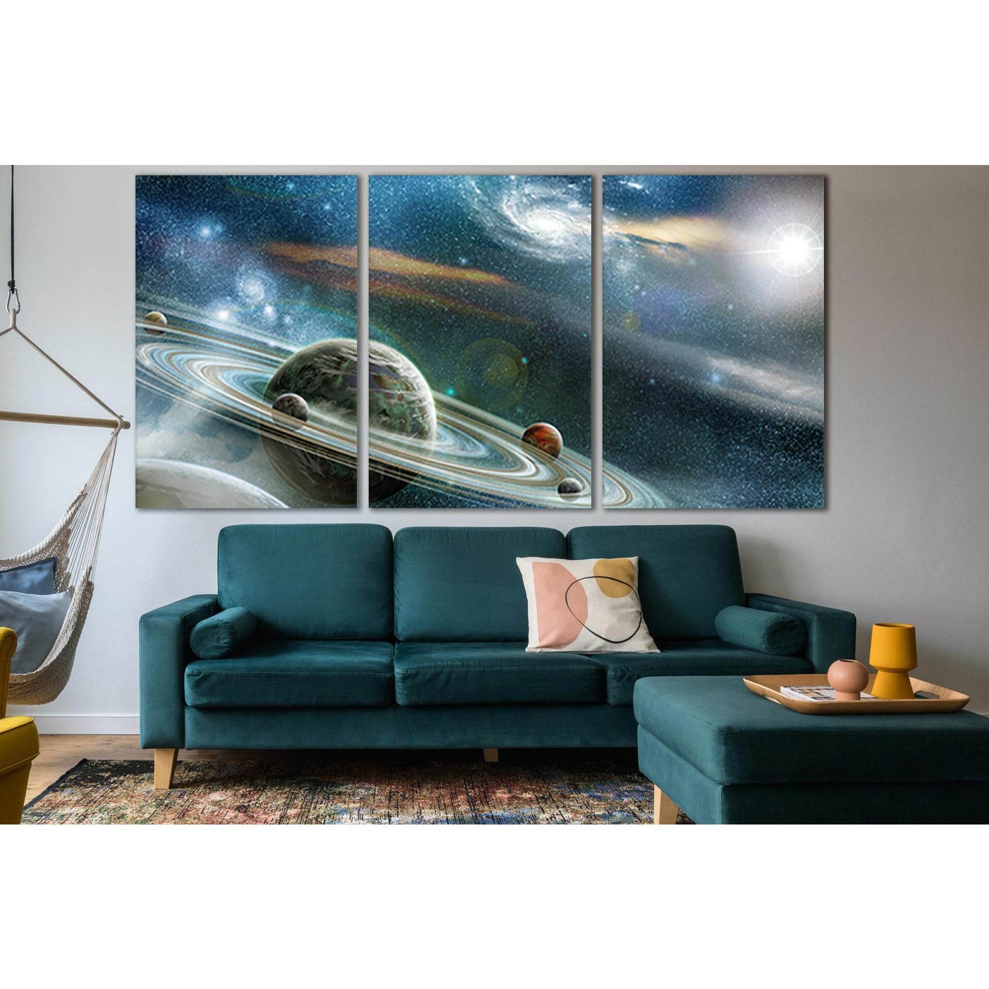 Rings Of Planets Fantasy Space №SL971 Ready to Hang Canvas Print - Zellart Canvas Prints 0new, ALL_Products, Astronomy & Space Canvas Wall Art