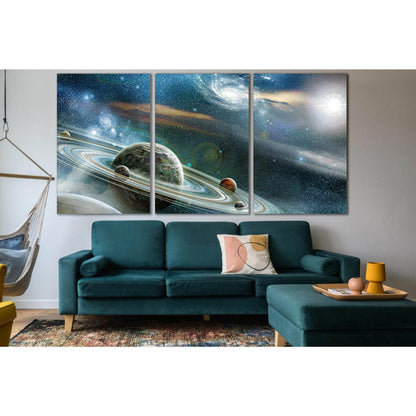 Rings Of Planets Fantasy Space №SL971 Ready to Hang Canvas Print - Zellart Canvas Prints 0new, ALL_Products, Astronomy & Space Canvas Wall Art