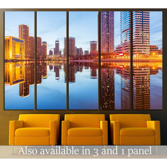 River And Modern Buildings Against Sky in Tianjin,China. №2726 Ready to Hang Canvas Print - Zellart Canvas Prints ALL_Products, s-2726