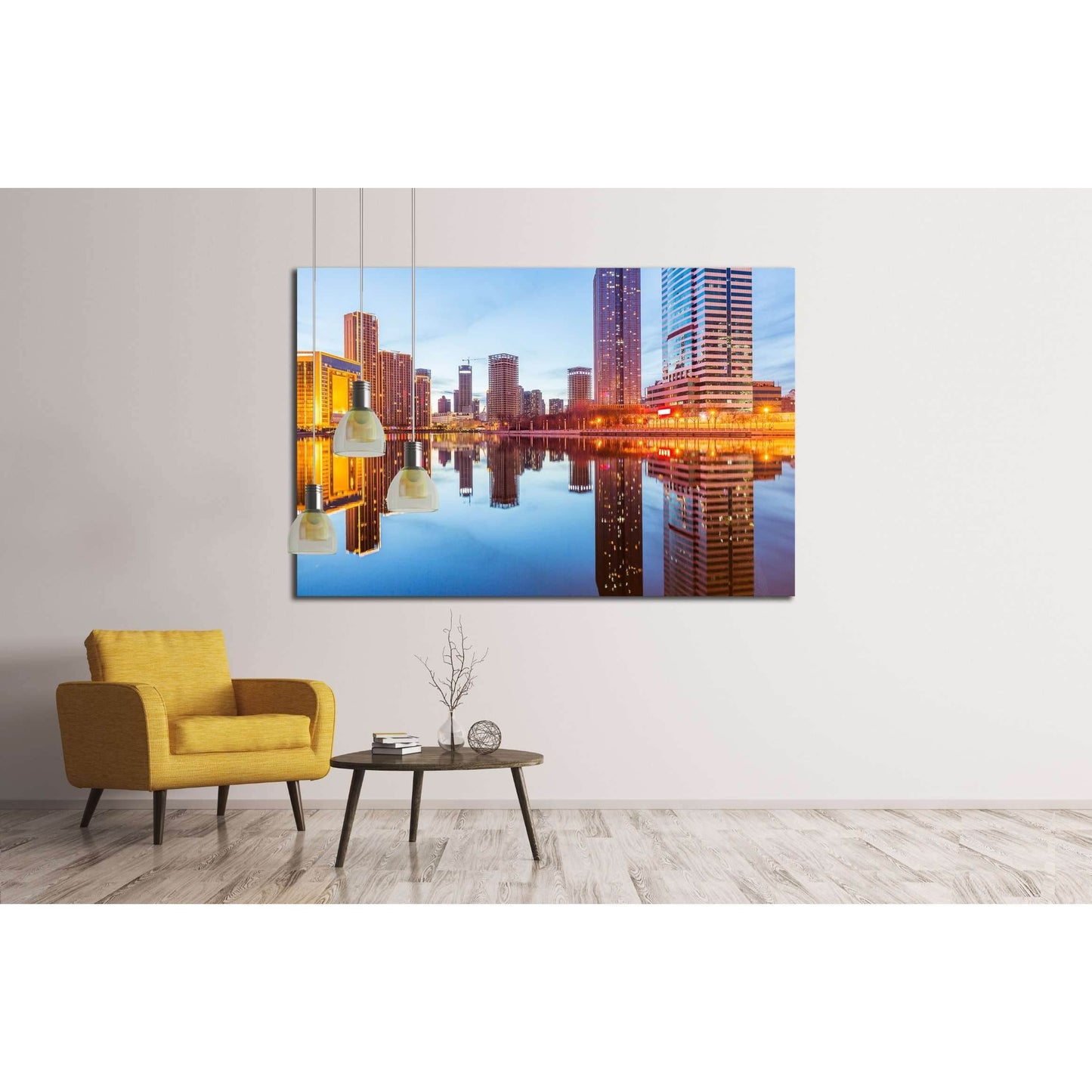 River And Modern Buildings Against Sky in Tianjin,China. №2726 Ready to Hang Canvas Print - Zellart Canvas Prints ALL_Products, s-2726
