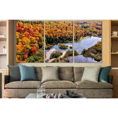 River In The Autumn Forest №SL1480 Ready to Hang Canvas Print - Zellart Canvas Prints 0new, ALL_Products, AUTUMN WALL ART