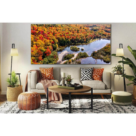 River In The Autumn Forest №SL1480 Ready to Hang Canvas Print - Zellart Canvas Prints 0new, ALL_Products, AUTUMN WALL ART