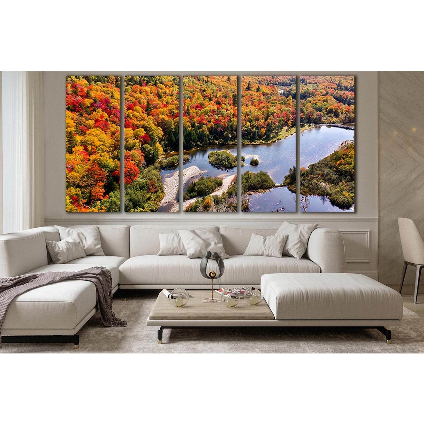 River In The Autumn Forest №SL1480 Ready to Hang Canvas Print - Zellart Canvas Prints 0new, ALL_Products, AUTUMN WALL ART
