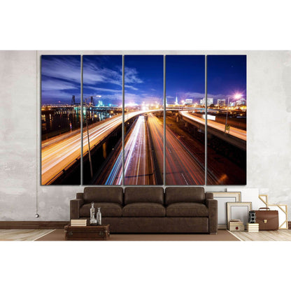 Road at night in portland №807 Ready to Hang Canvas Print - Zellart Canvas Prints ALL_Products, s-807