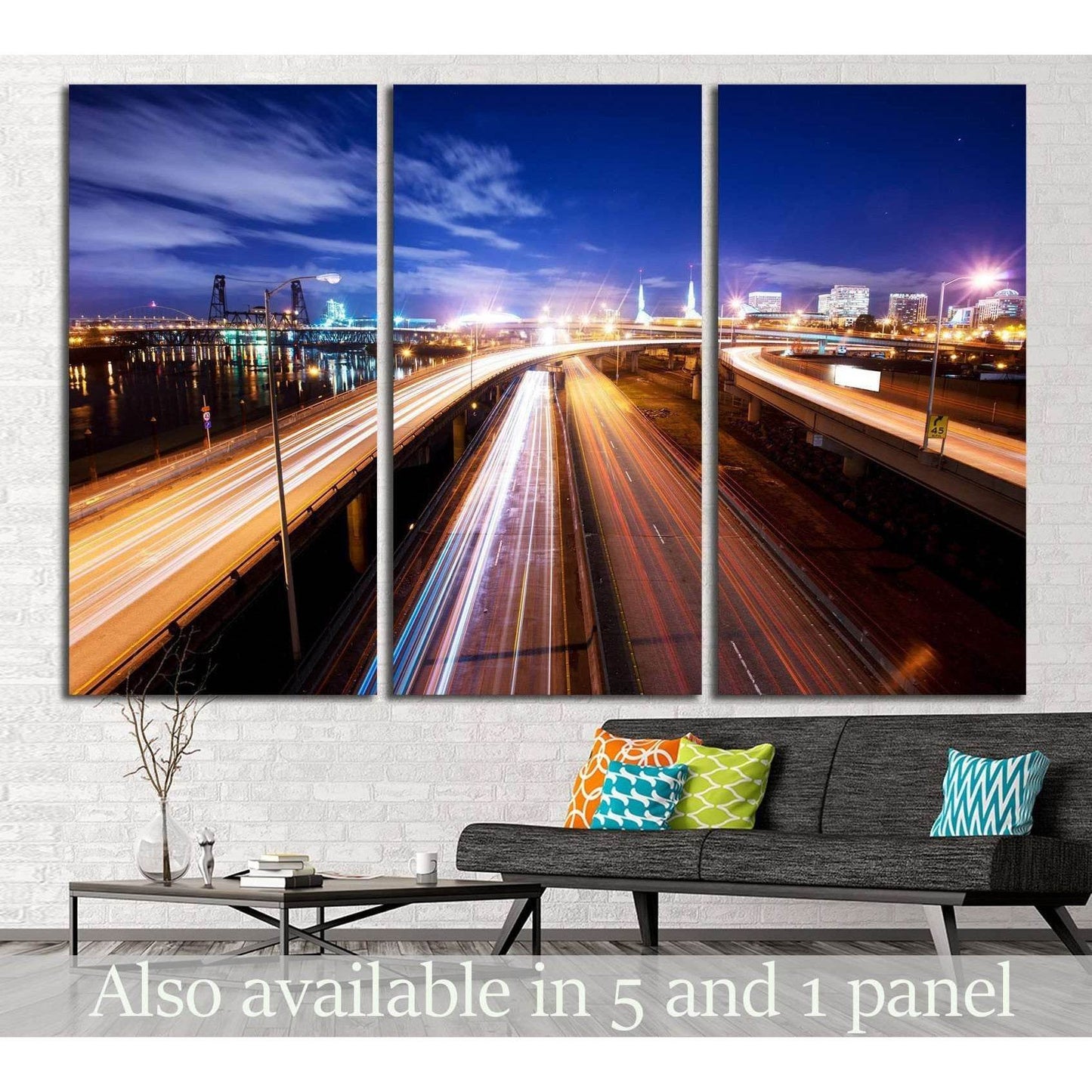 Road at night in portland №807 Ready to Hang Canvas Print - Zellart Canvas Prints ALL_Products, s-807