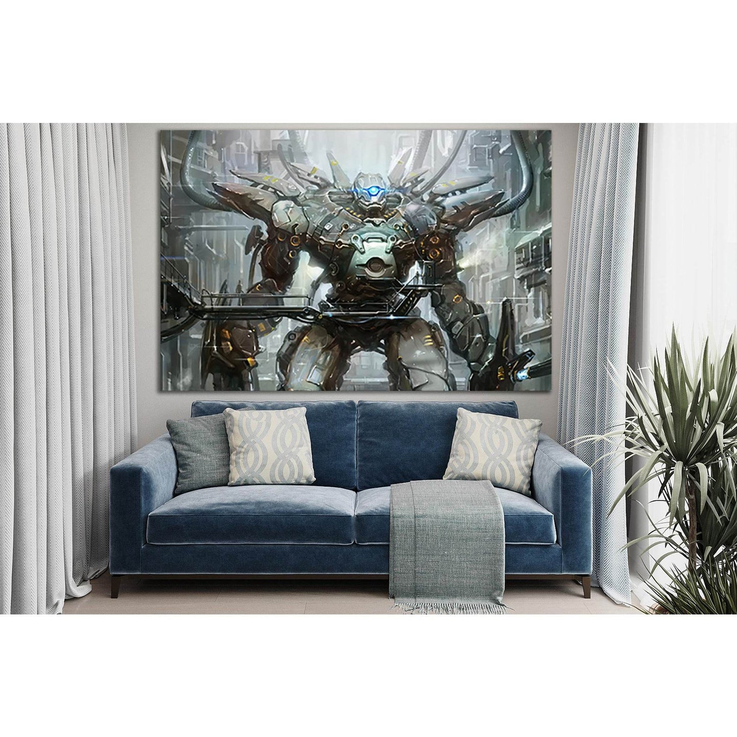 Robot At Technical Station №SL1287 Ready to Hang Canvas Print - Zellart Canvas Prints 0new, ALL_Products, Fantasy And Sci Fi Wall Art