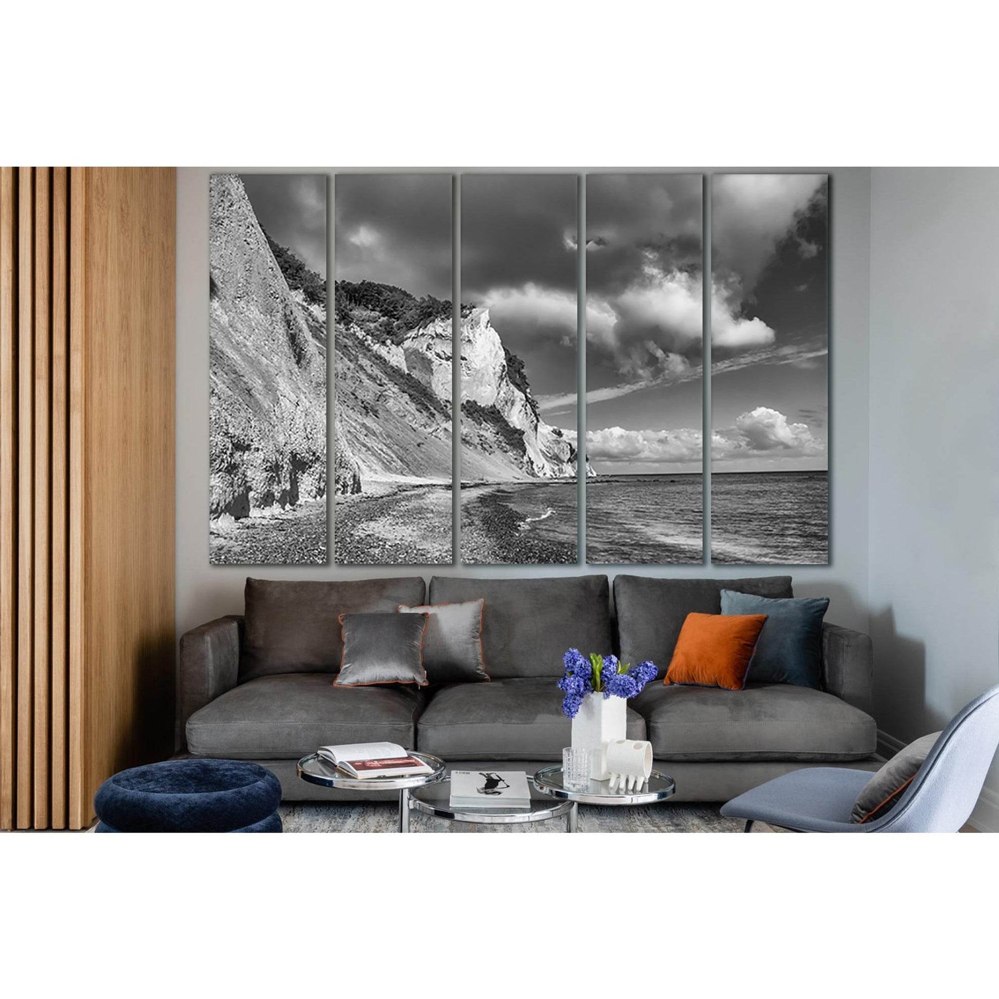 Rocky Coast Of The Sea Black End White №SL870 Ready to Hang Canvas Print - Zellart Canvas Prints 0new, ALL_Products, Black & White Wall Art