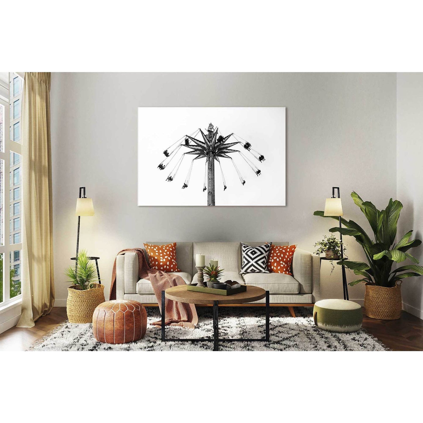 Roller coast №D2841 Ready to Hang Canvas Print - Zellart Canvas Prints 0new, ALL_Products, Black & White Wall Art