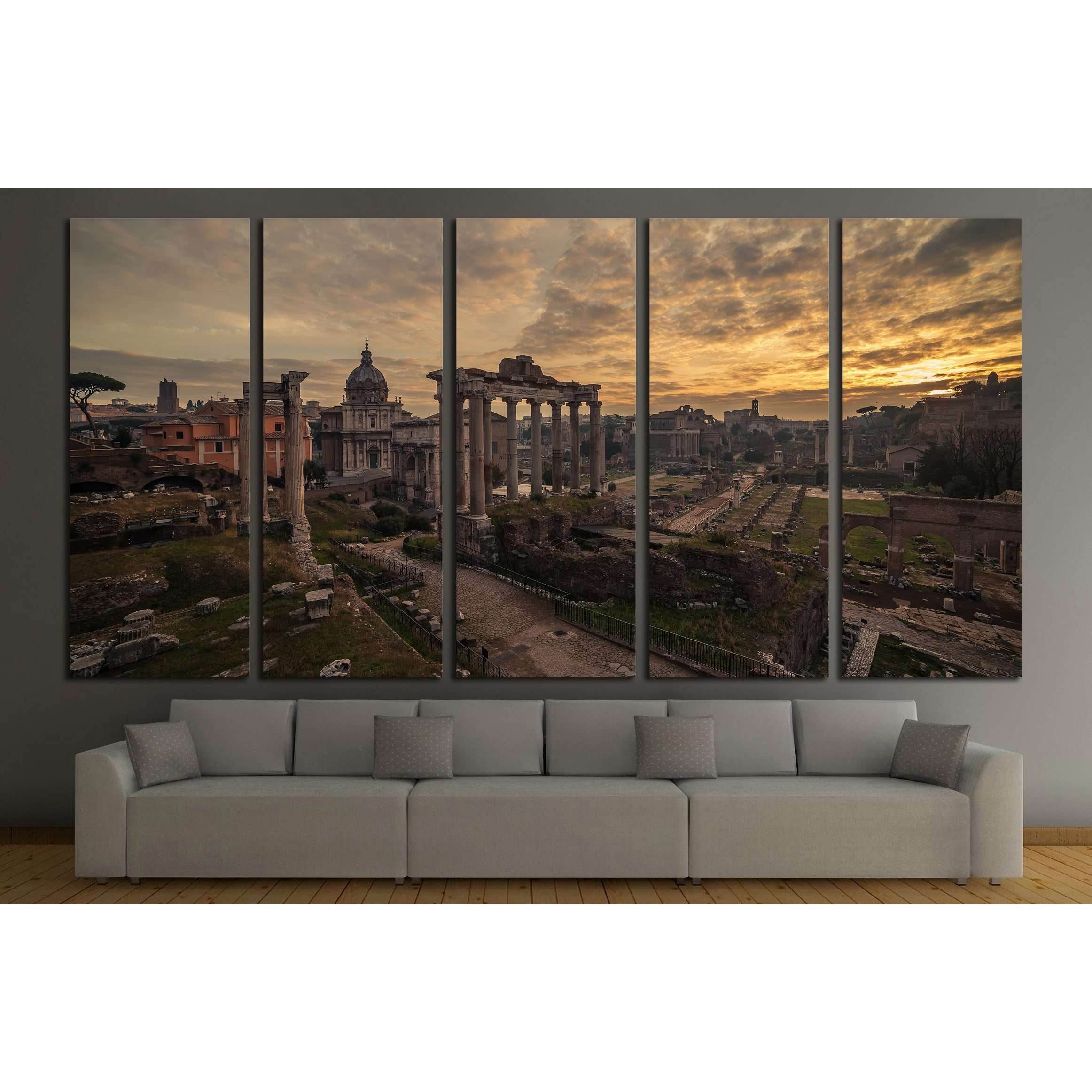 Roman Forum Rome Canvas Print, Sunset Cityscape - Zellart