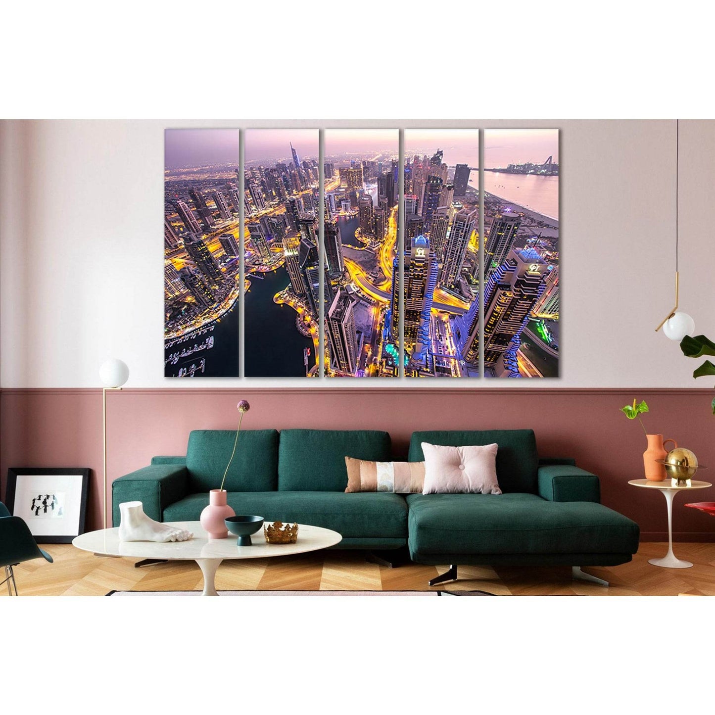 Rooftop View Of Dubai After Sunset №SL350 Ready to Hang Canvas Print - Zellart Canvas Prints 0new, ALL_Products, Cityscapes & Skylines