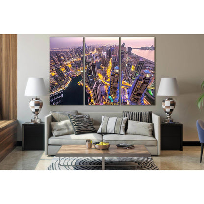 Rooftop View Of Dubai After Sunset №SL350 Ready to Hang Canvas Print - Zellart Canvas Prints 0new, ALL_Products, Cityscapes & Skylines