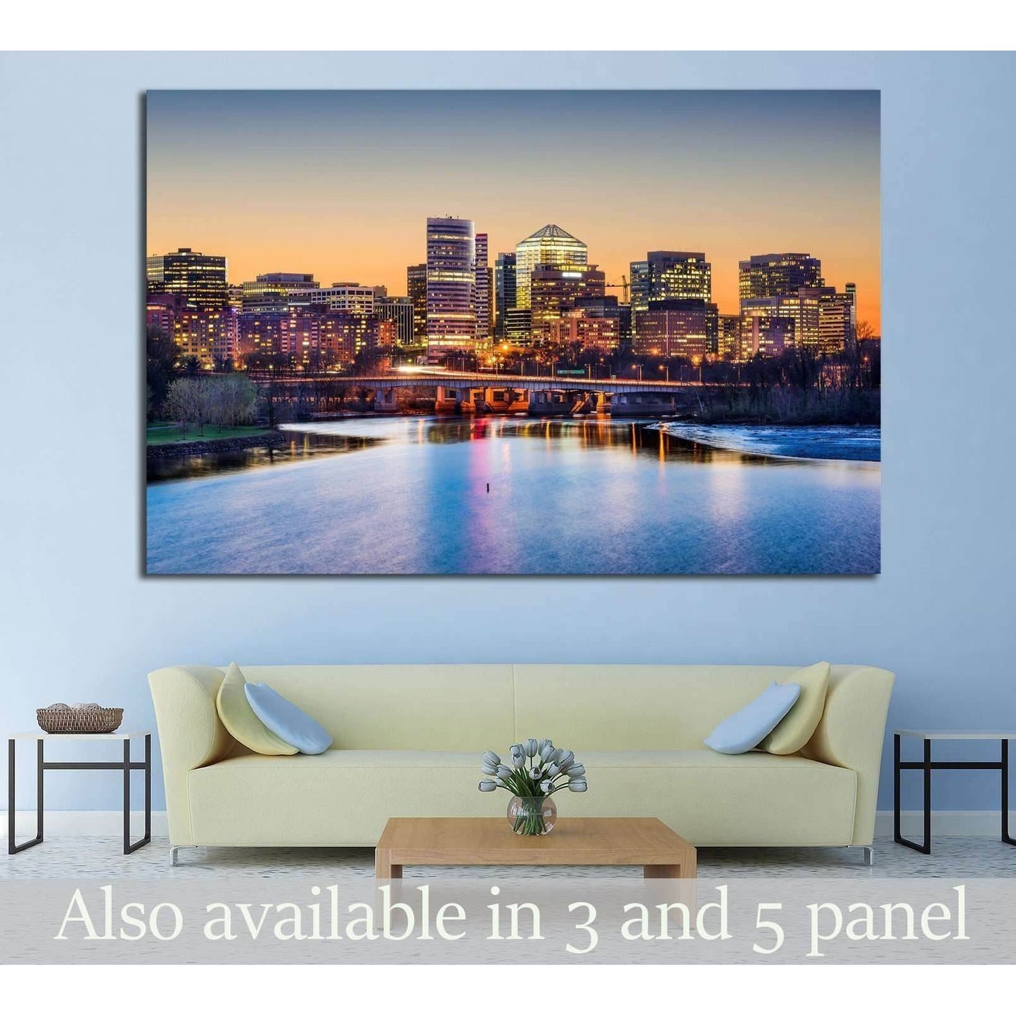 Rosslyn, Arlington, Virginia, USA skyline on the Potomac River №1363 Ready to Hang Canvas Print - Zellart Canvas Prints ALL_Products, s-1363