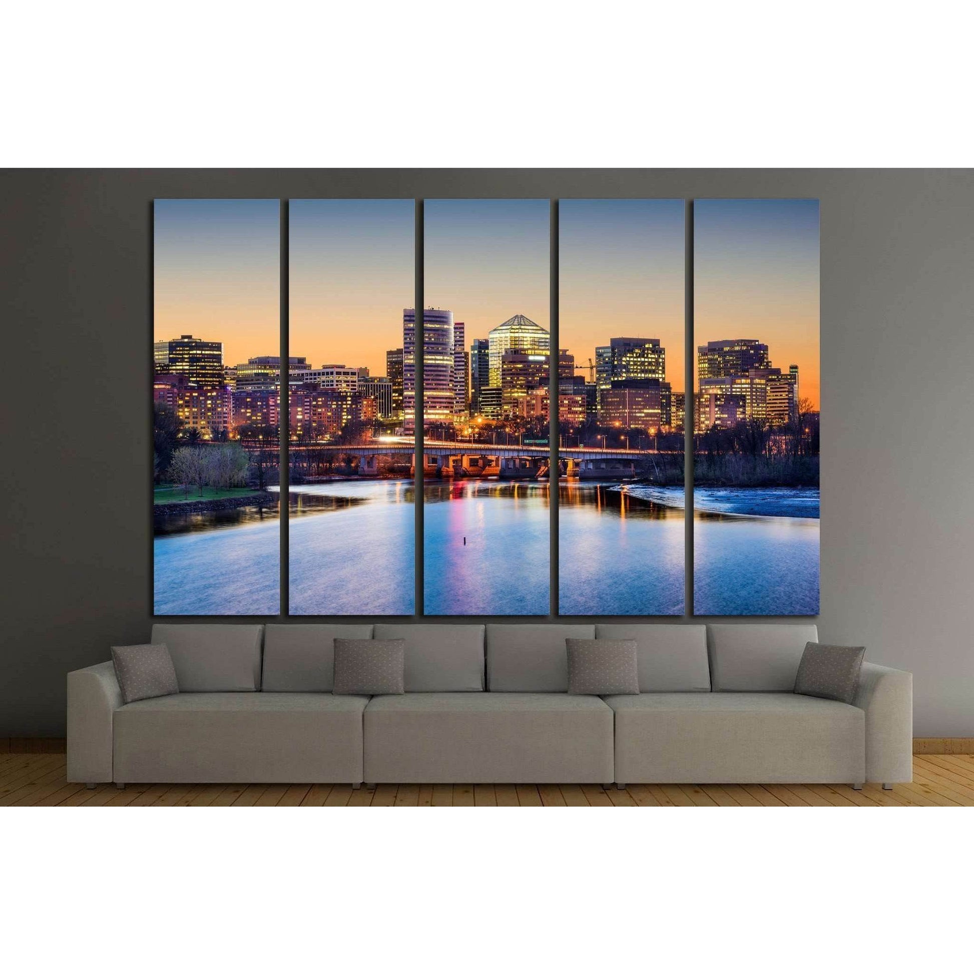Rosslyn, Arlington, Virginia, USA skyline on the Potomac River №1363 Ready to Hang Canvas Print - Zellart Canvas Prints ALL_Products, s-1363