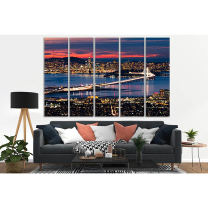Rotterdam During Nighttime №SL330 Ready to Hang Canvas Print - Zellart Canvas Prints 0new, ALL_Products, Cityscapes & Skylines