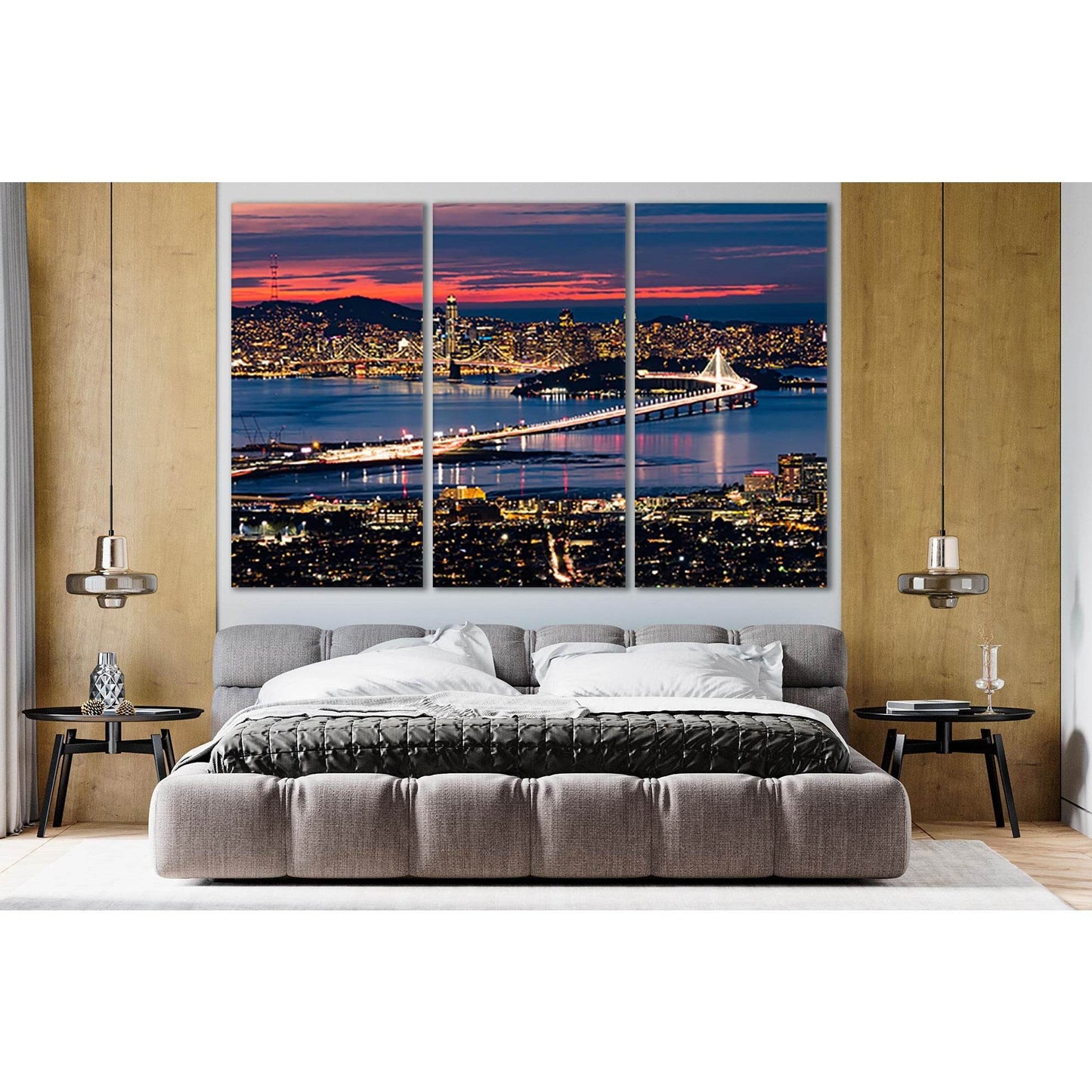 Rotterdam During Nighttime №SL330 Ready to Hang Canvas Print - Zellart Canvas Prints 0new, ALL_Products, Cityscapes & Skylines