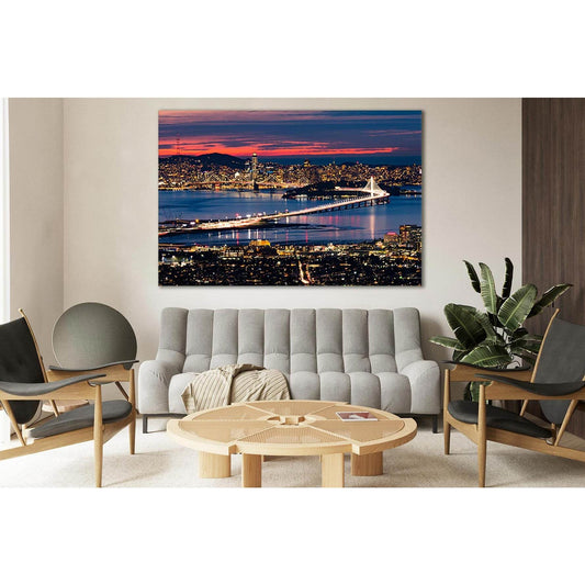 Rotterdam During Nighttime №SL330 Ready to Hang Canvas Print - Zellart Canvas Prints 0new, ALL_Products, Cityscapes & Skylines