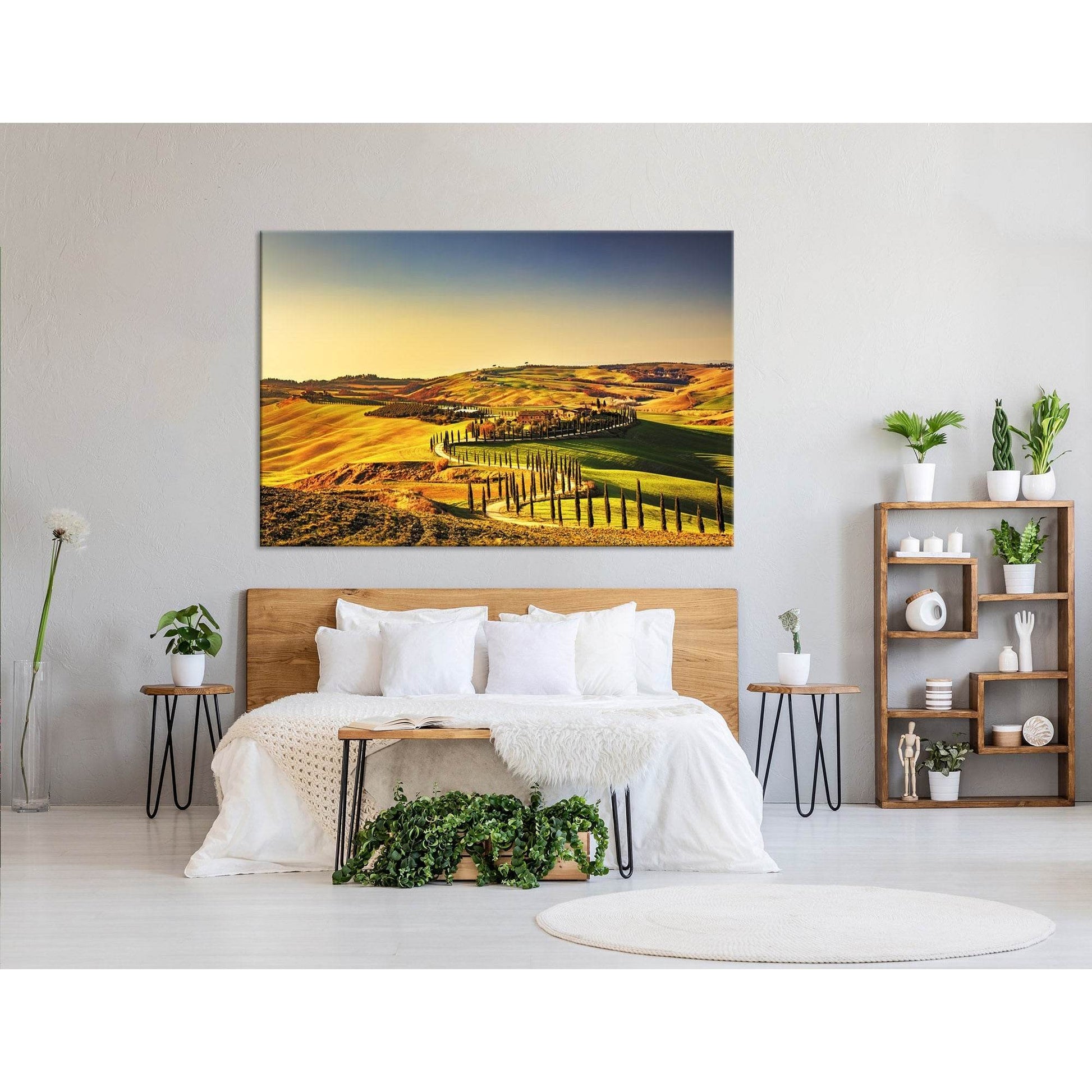 Rural Sunset On Countryside In Tuscany, Italy №04235 Ready to Hang Canvas Print - Zellart Canvas Prints ALL_Products