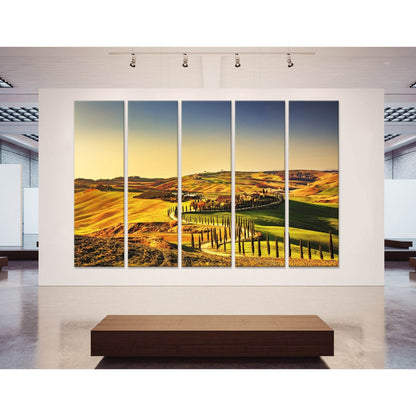 Rural Sunset On Countryside In Tuscany, Italy №04235 Ready to Hang Canvas Print - Zellart Canvas Prints ALL_Products