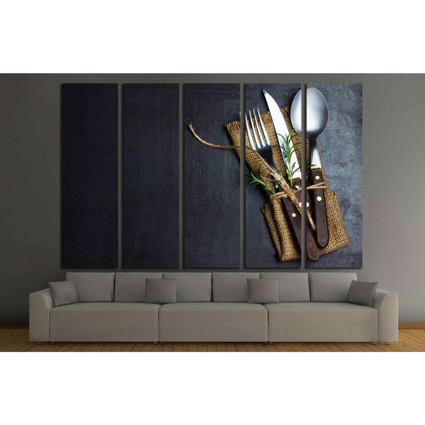 Rustic vintage set of cutlery knife, spoon, fork №1921 Ready to Hang Canvas PrintCanvas art arrives ready to hang, with hanging accessories included and no additional framing required. Every canvas print is hand-crafted, made on-demand at our workshop and